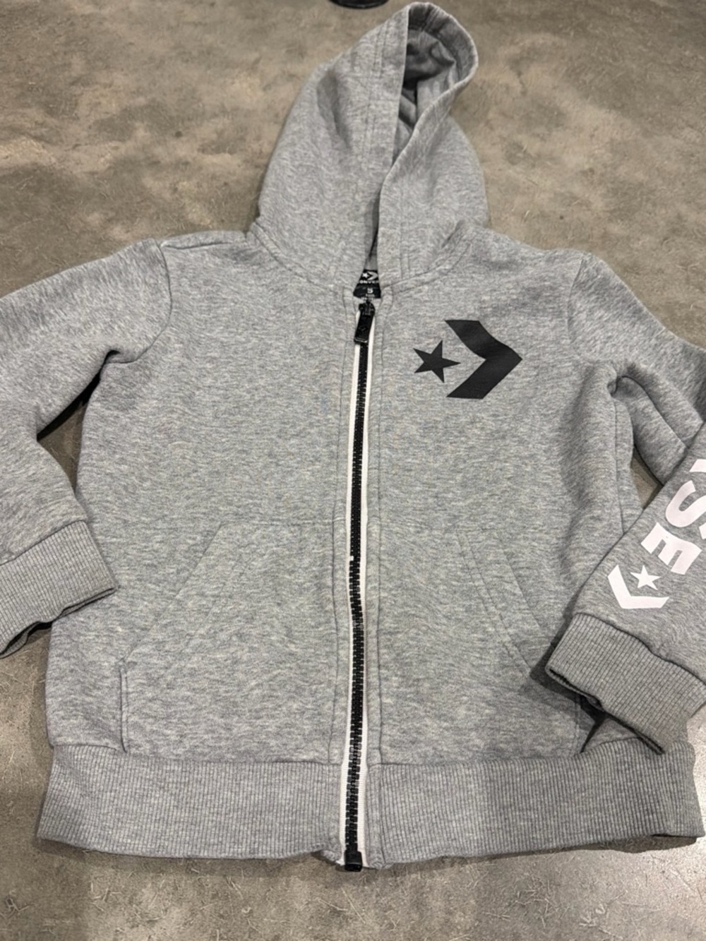 Converse Kids Light Grey Full-Zip Hoodie with Logo